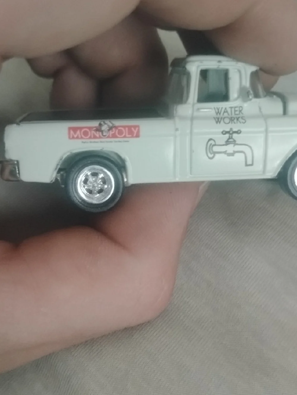 Water Works White Toy Truck - Monopoly Collectible